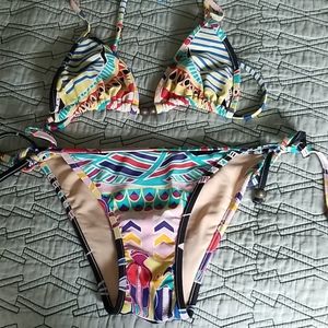 MARA HOFFMAN Yellow Multi Color Print Bikini XS S